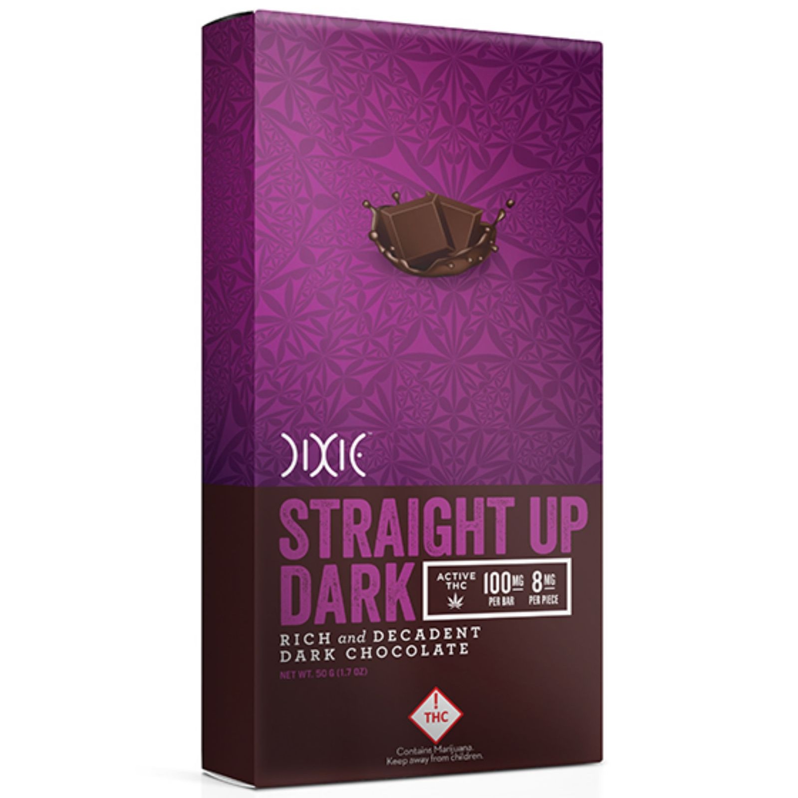 Dixie Brands Straight Up Dark Chocolate Bar 100mg Leafly